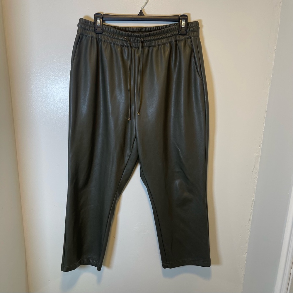 Marc New York faux leather dress pants green women's size large